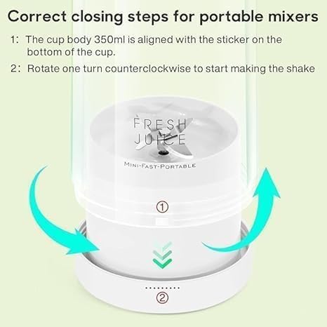 Portable Mini Blender for Fresh Juice, 6 Blade Portable Electric USB Juice Maker/Personal Size Blender for Juices, Shakes and Smoothies