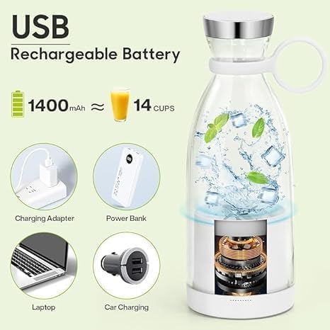 Portable Mini Blender for Fresh Juice, 6 Blade Portable Electric USB Juice Maker/Personal Size Blender for Juices, Shakes and Smoothies