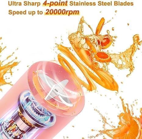 Portable Mini Blender for Fresh Juice, 6 Blade Portable Electric USB Juice Maker/Personal Size Blender for Juices, Shakes and Smoothies